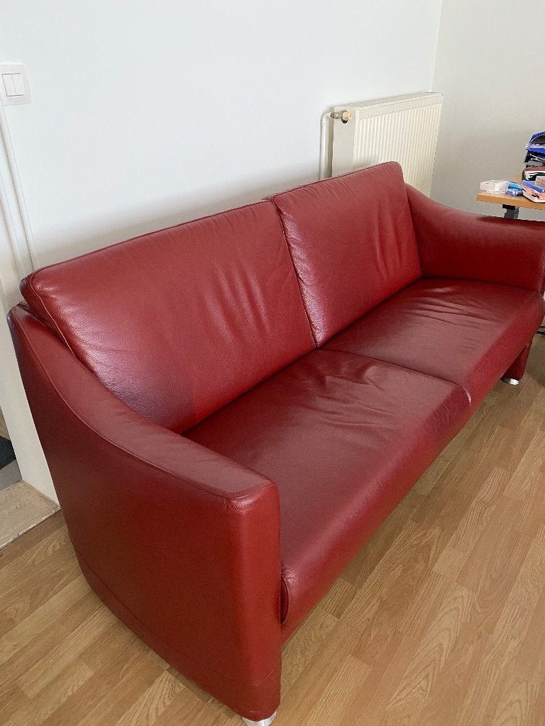 Lederen zetel, Moins de 75 cm, Enlèvement, Utilisé, 150 à 200 cm