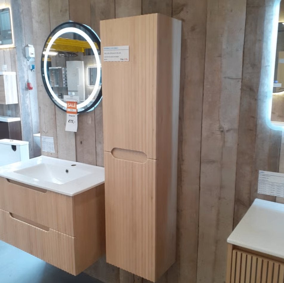 Badmeubel, licht eiken, kolomkast, structuur, hout, Grona140, Huis en Inrichting, Woonaccessoires | Overige, Ophalen of Verzenden