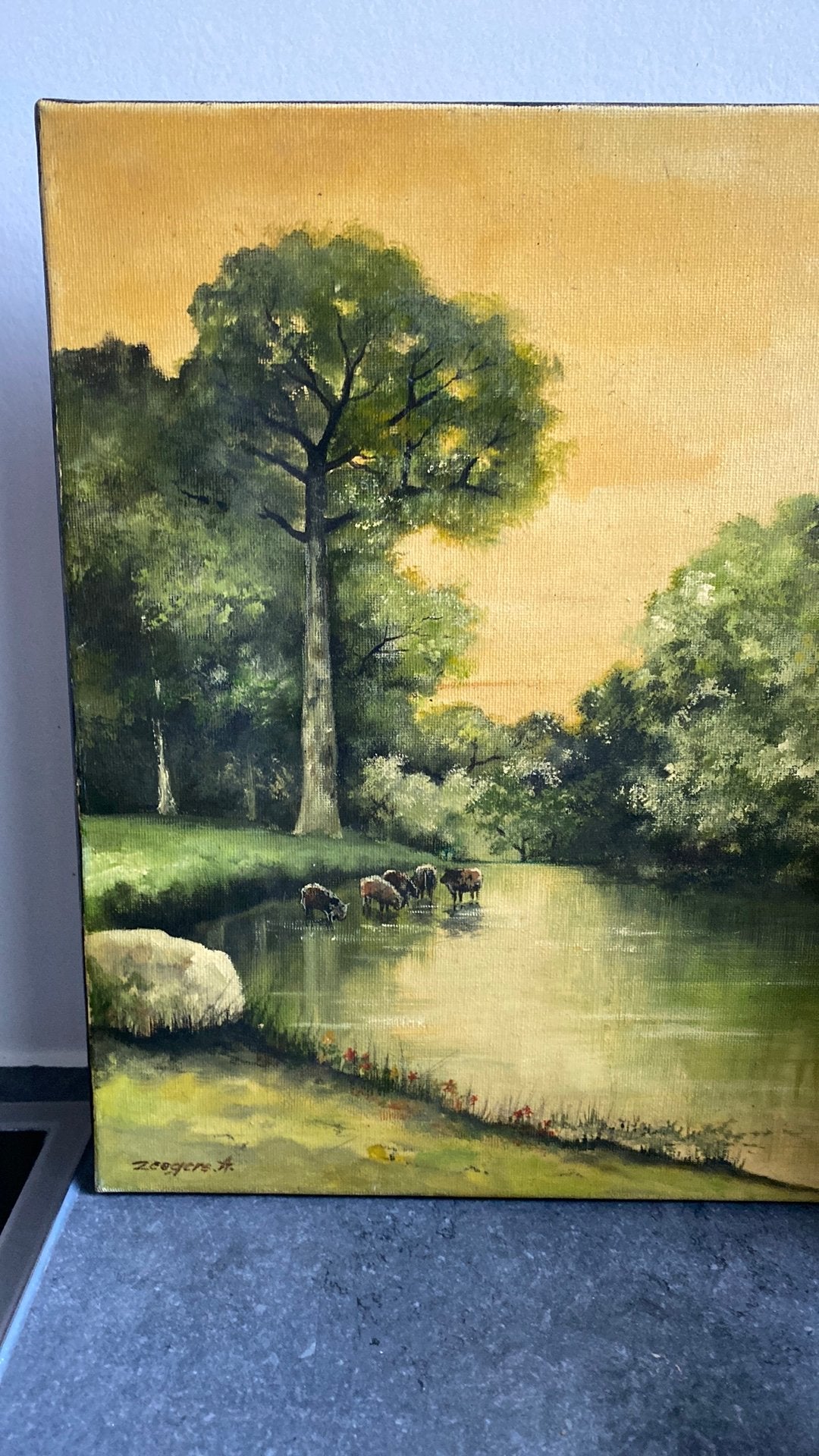 Schilderij “koeien in het water” van André Zeegers, Ophalen