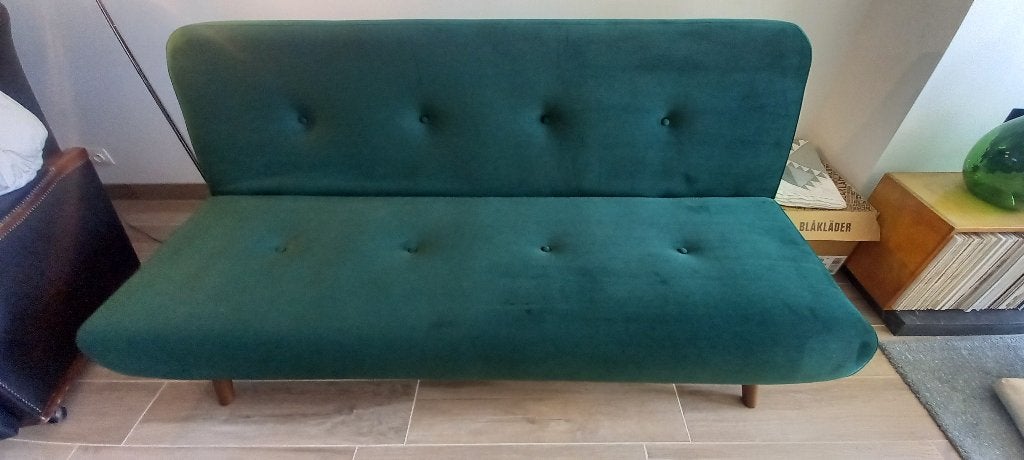 Slaapbank groen fluweel, Huis en Inrichting, Ophalen, Gebruikt, 190 cm of minder, Twijfelaar