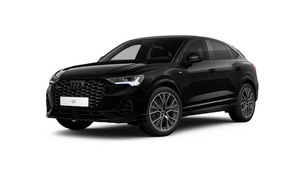 Audi Q3 40 tdi sportback Quattro S-Line zwarte editie 200 pk, Automaat, Startonderbreker, Zwart, Leder