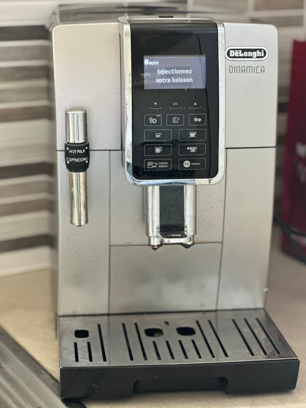 Machine expresso De Longhi Dinamica inox, Enlèvement, Utilisé, Machine à espresso, Café en grains