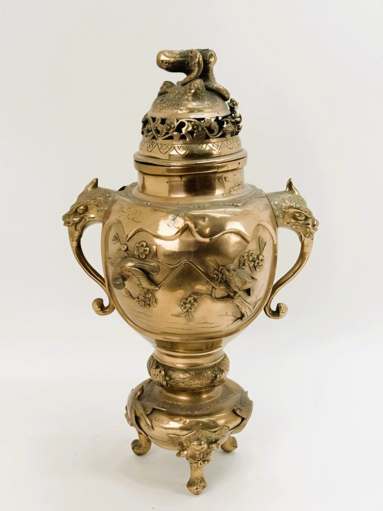 Verguld bronzen Japanse brule parfum., Ophalen of Verzenden, Brons