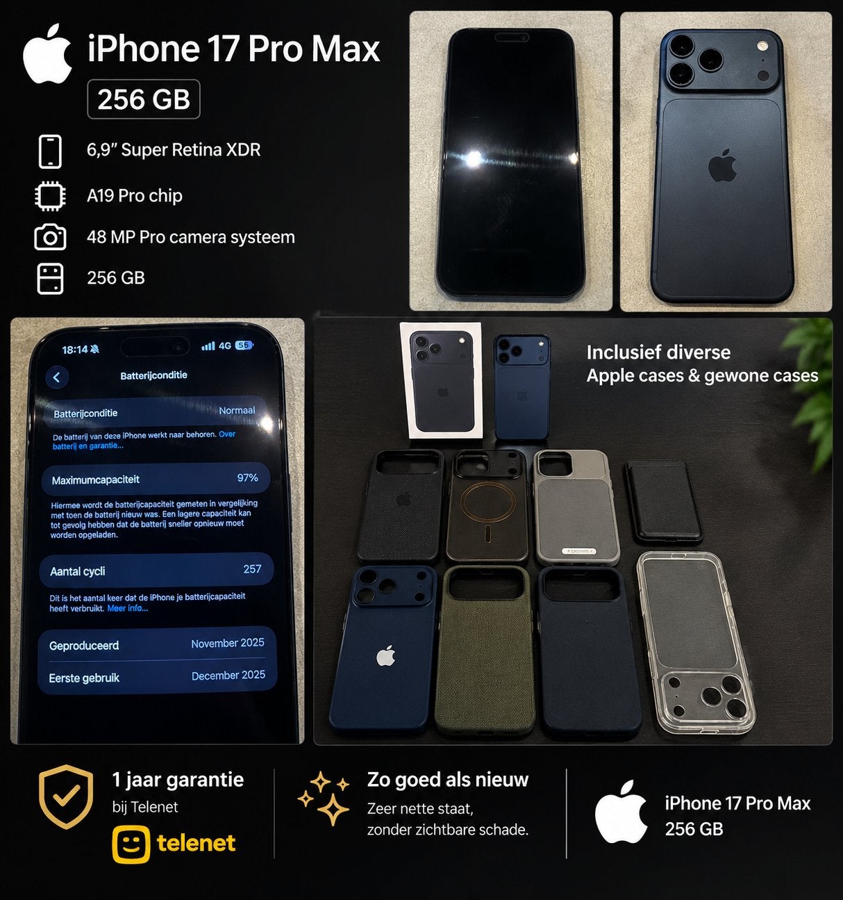 Iphone 17 pro max., Telecommunicatie, Ophalen, Zo goed als nieuw