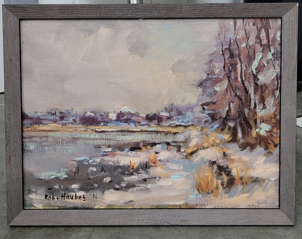 Robert HAUBEN, Vennenlandschap, Antiek en Kunst, Doek, Ophalen of Verzenden, Gedateerd, Landschap