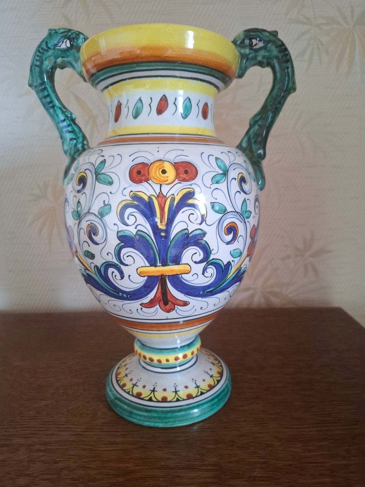 Italiaanse Majolica Vaas Mari E.C. Deruta – handgeschilderd, Antiek en Kunst, Ophalen