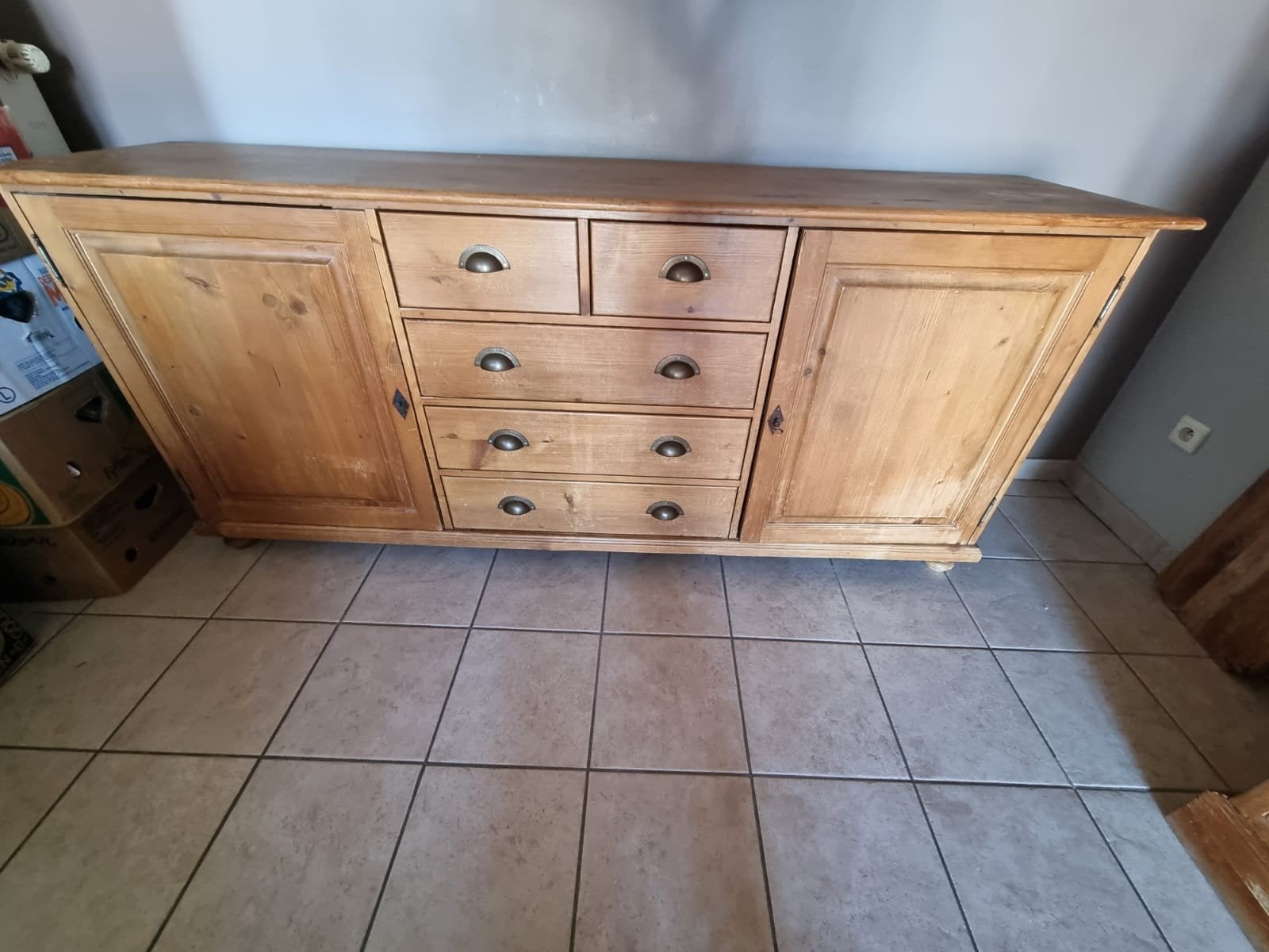 Mooie houten buffetkast / vitrinekast met glas, Huis en Inrichting, Ophalen, Glas