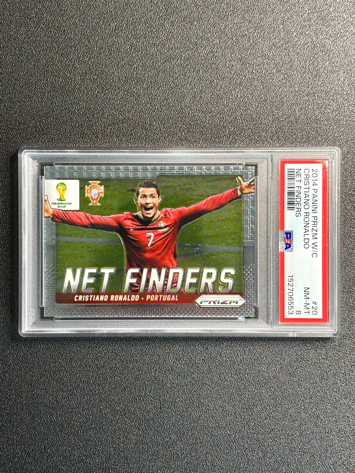 PSA 8 Cristiano Ronaldo 2014 Panini Prizm W/C Net Finders, Ophalen of Verzenden, Nieuw, Plaatje