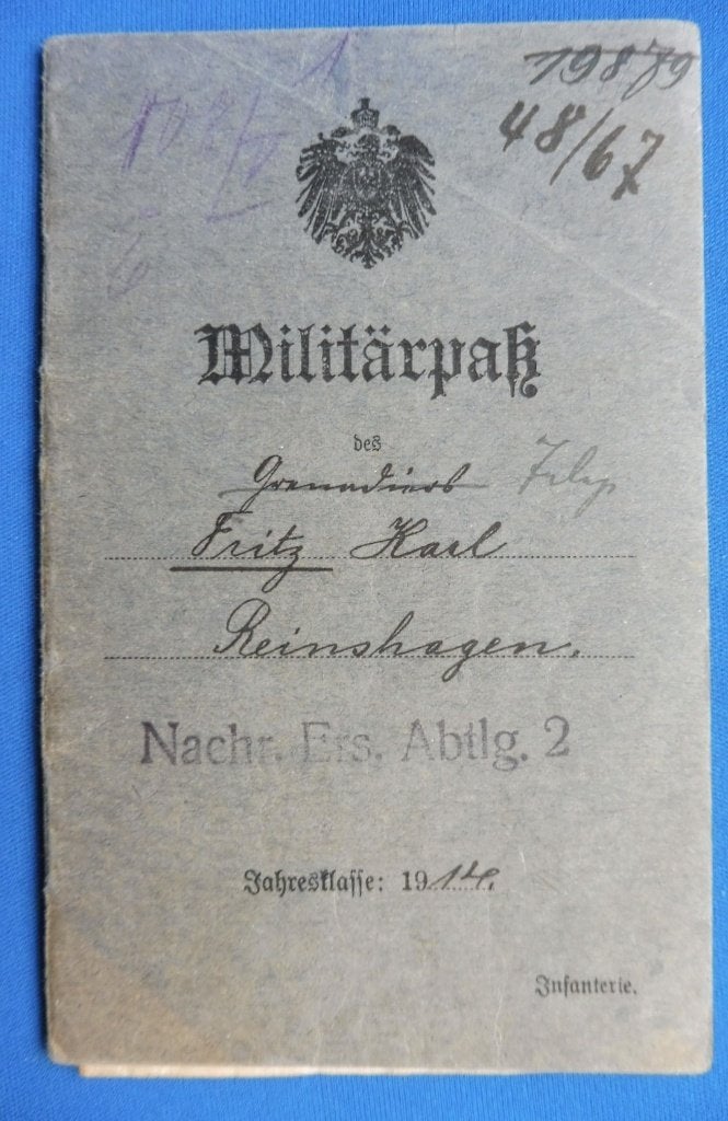 WO1 Duitse Militärpaß militair paspoort gewond kogel Somme, Verzenden, Landmacht, Overige typen