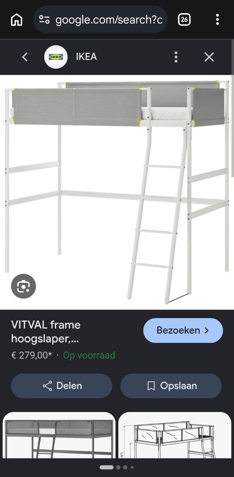 hoogslaper ikea, Huis en Inrichting, Ophalen, Hoogslaper