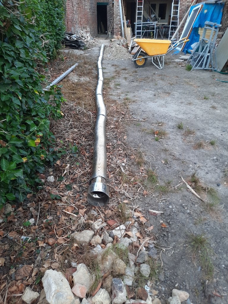 Rookkanaal 9m, Ophalen, Inox, Gebruikt, 6 meter of meer