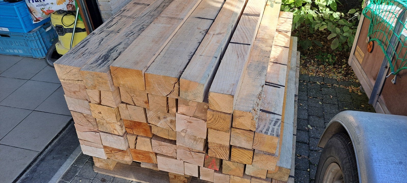 28 tal beuk balken en 15 tal balken den., Ophalen, Gebruikt, Minder dan 180 cm, Balken