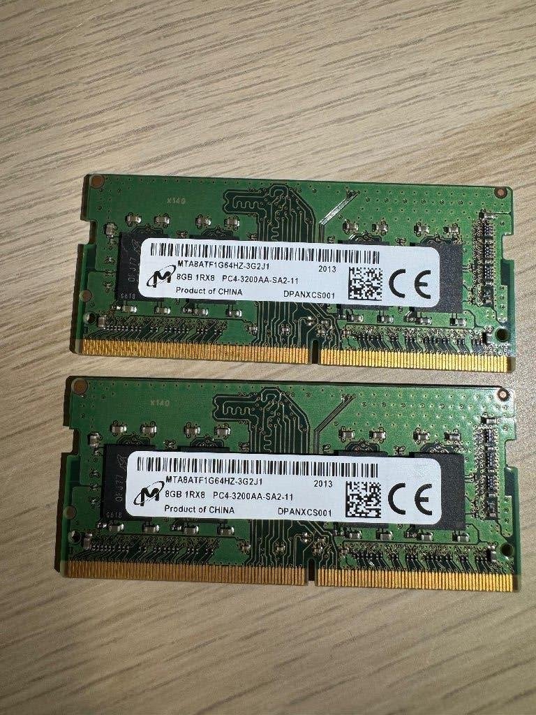 Micron – 2  8 Go DDR4-3200, DDR4, Enlèvement, Utilisé, Laptop