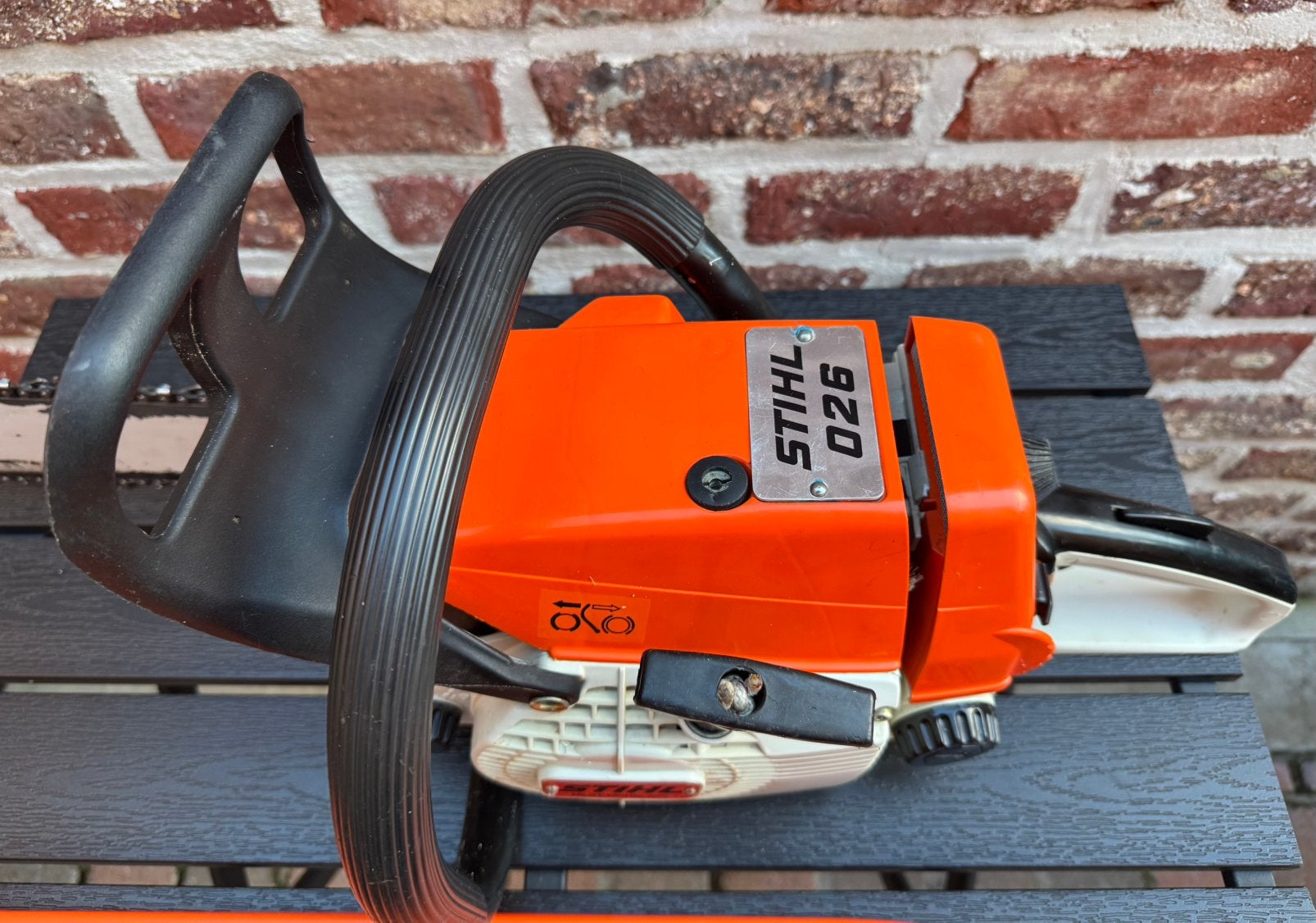 Stihl 026 kettingzaag, Ophalen, Gebruikt