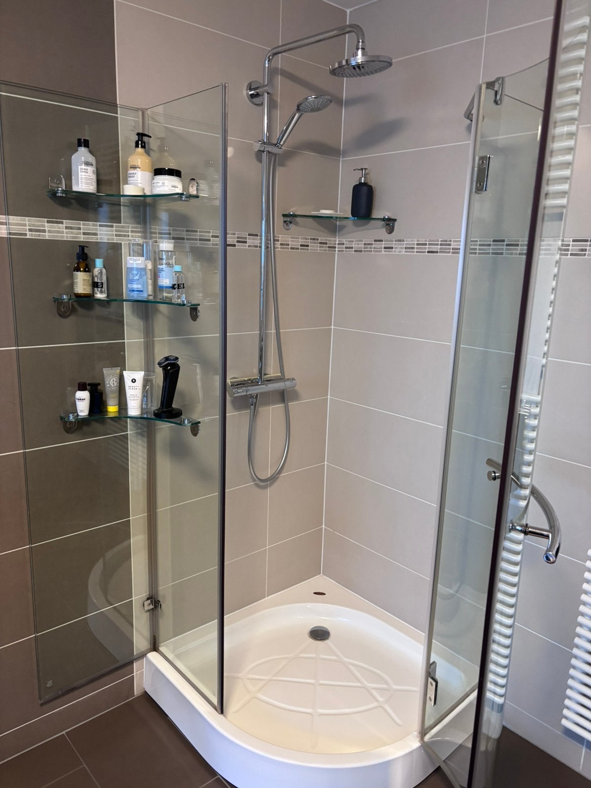 Douchebak met glas, Doe-het-zelf en Bouw, Ophalen, Zo goed als nieuw, Chroom, Douche