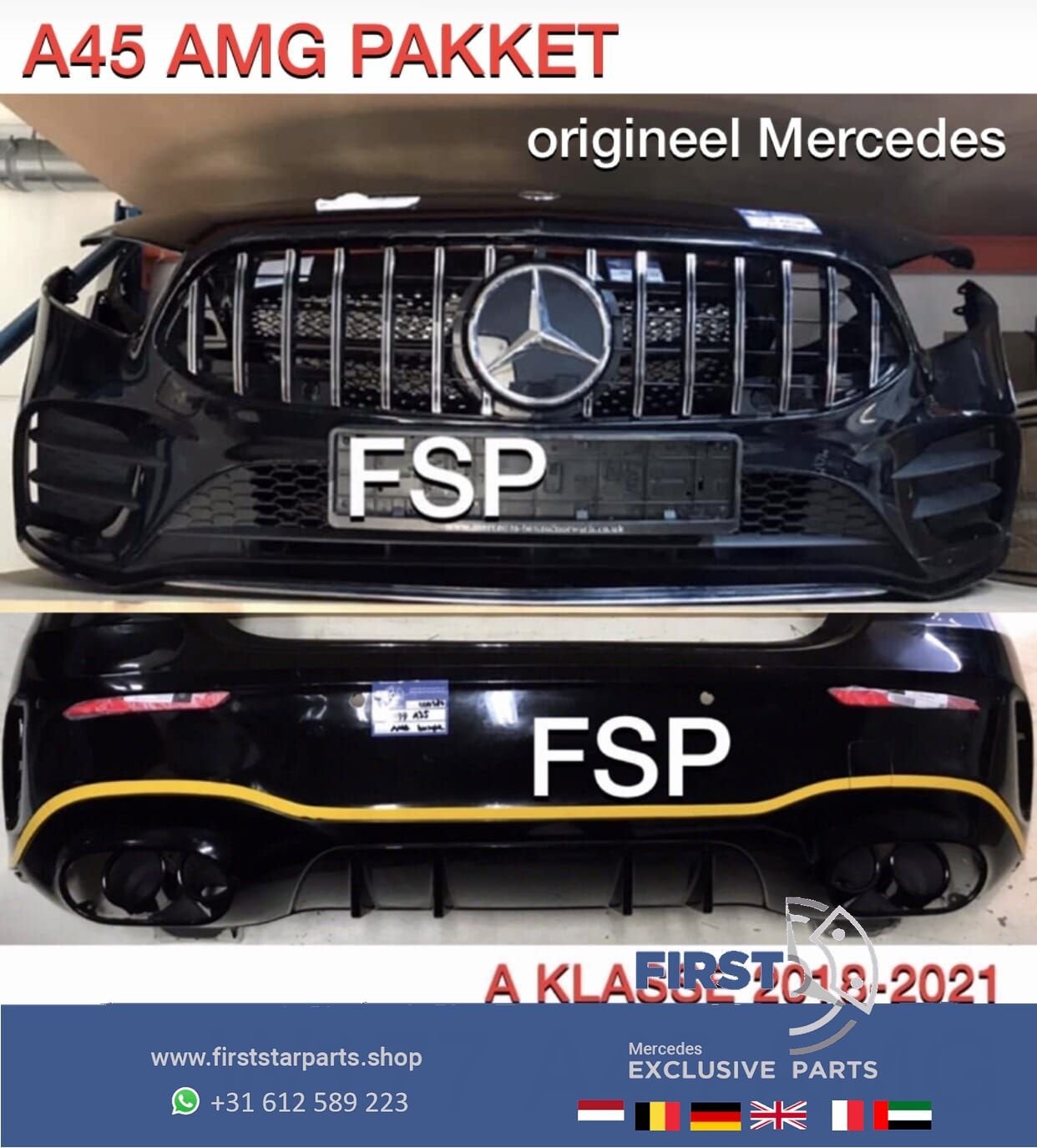 W177 A KLASSE 2020 A45S AMG PAKKET Origineel Mercedes ZWART, Gebruikt, -, Ophalen of Verzenden, Bumper