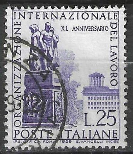 Italie 1959 - Yvert 798 - Monument ouvrier - 25 l. (ST), Timbres & Monnaies, Timbres | Europe | Italie, Envoi, Affranchi