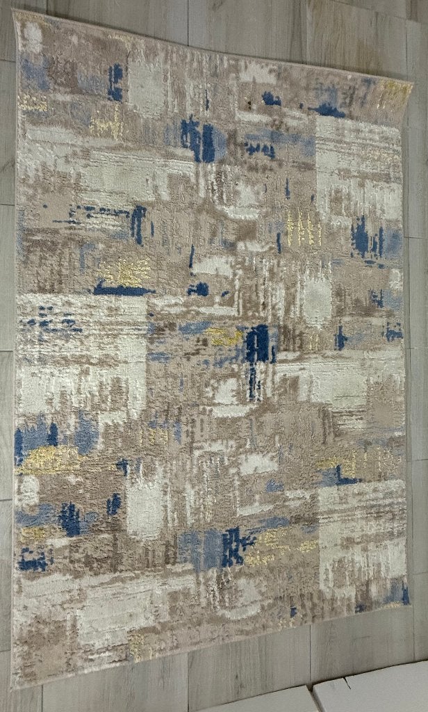 Tapis moderne abstrait Disohane Hane 140x200 cm, 200 cm ou plus, Beige, Comme neuf, 100 à 150 cm