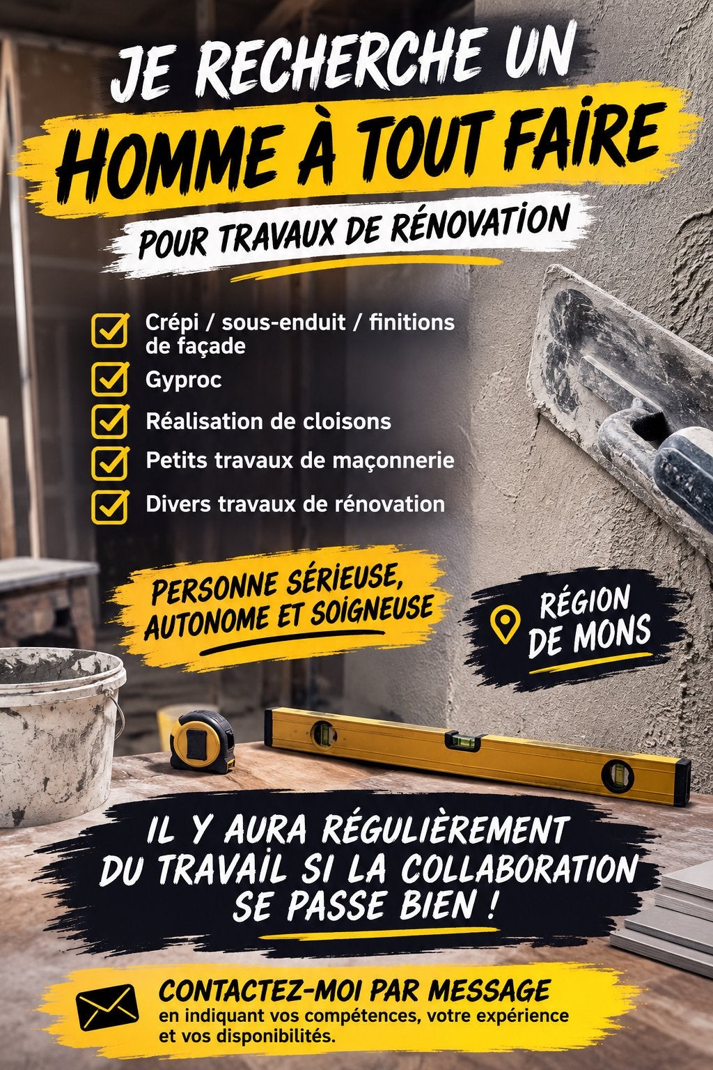Recherche homme à tout faire – Rénovation