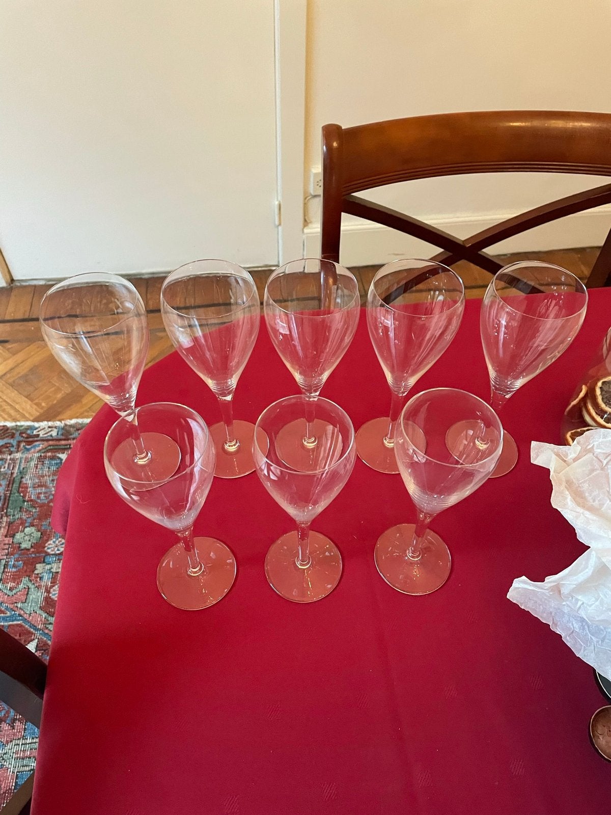 8 kristallen wijnglazen, Maison & Meubles, Cuisine | Vaisselle, Enlèvement ou Envoi, Comme neuf, Verre, Verre ou Verres