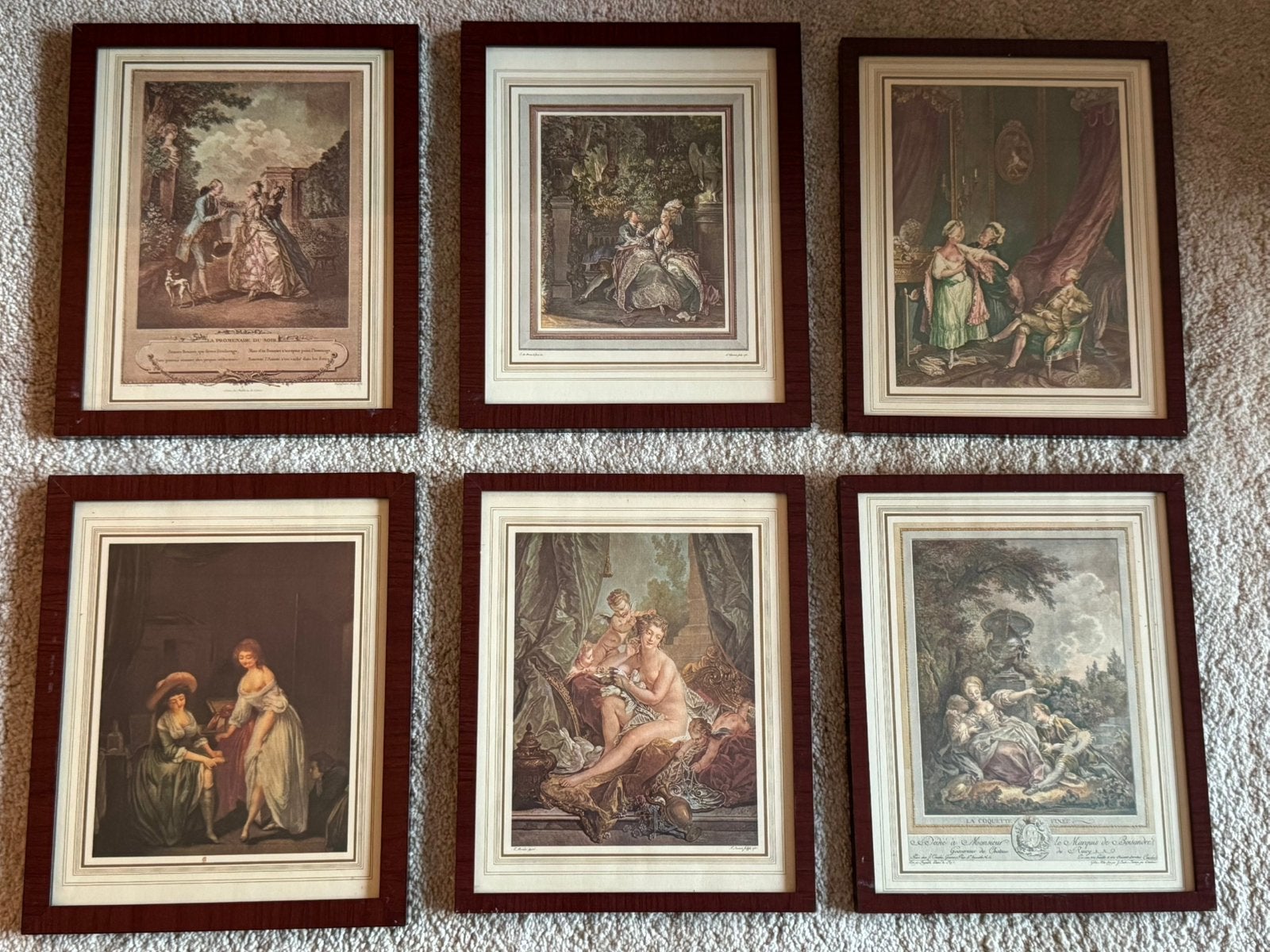 Ensemble de 6 estampes rococo classiques, Antiquités & Art, Art | Peinture | Classique, Portrait ou Personnes, Enlèvement ou Envoi