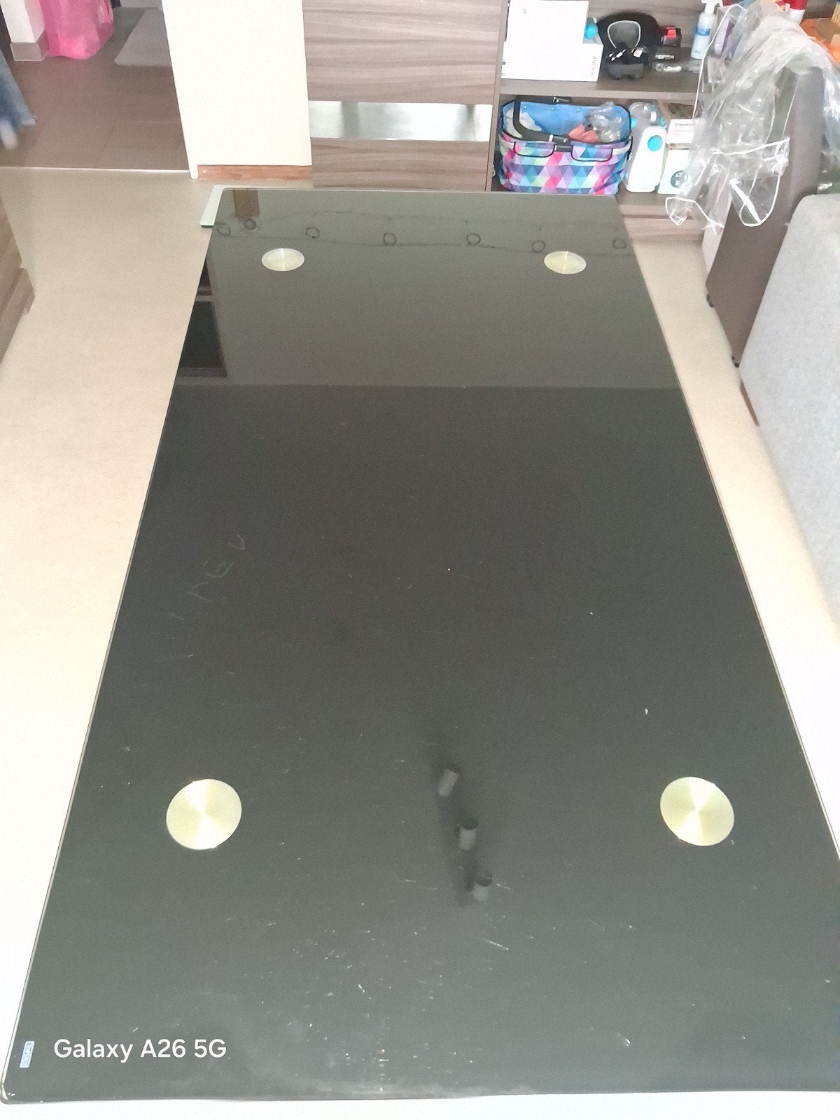 eettafel met glazen blad en tussen de poten ook glazen blad, Ophalen, Gebruikt, Vijf personen of meer, Glas