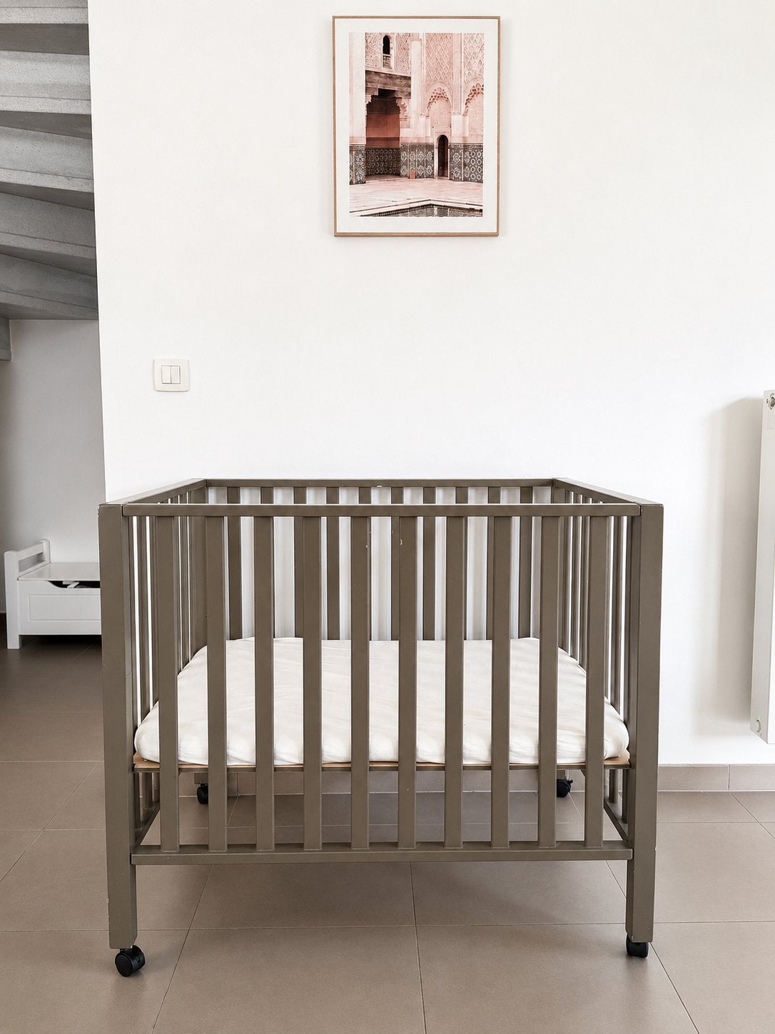 Houten babybox, Kinderen en Baby's, Babyparken, Ophalen, Gebruikt, Rechthoekig, In hoogte verstelbaar