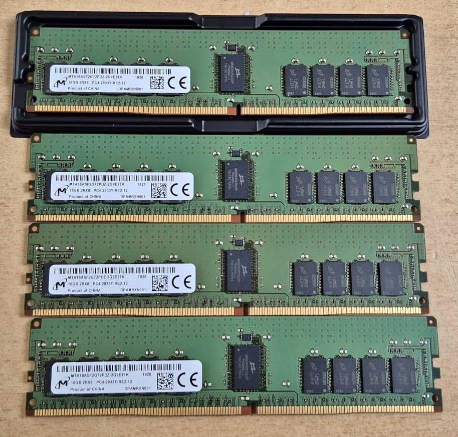 64GB MICRON (4x16GB) DDR4 2Rx8 PC4-2933Y ECC, Enlèvement ou Envoi, DDR4, 64 GB, Serveur