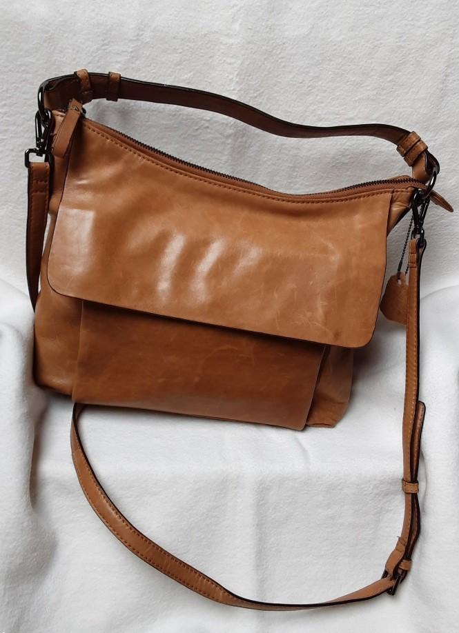 Zeer mooieLederen Handtas, Handtassen en Accessoires, Tassen | Damestassen, Ophalen of Verzenden, Zo goed als nieuw, Bruin, Handtas