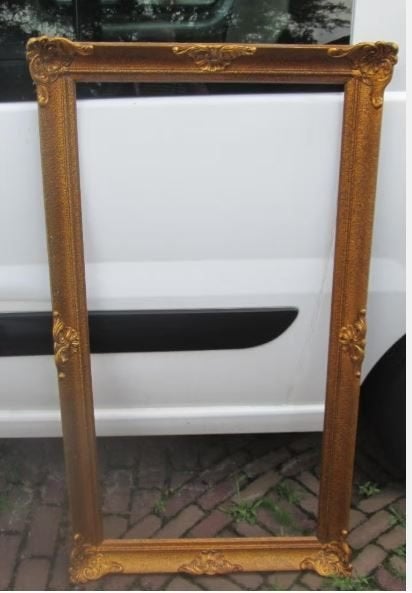Beau cadre baroque ancien en bois doré - 134x74/120x60, Maison & Meubles, Comme neuf, Enlèvement, Doré, Bois