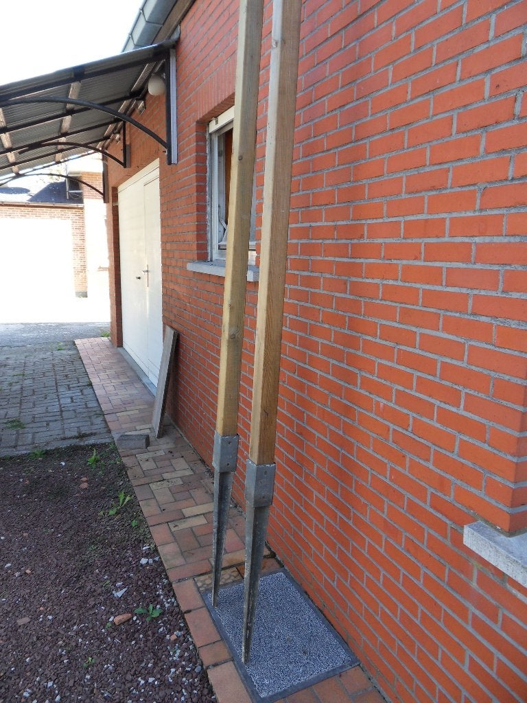 2 Houten balken voor carport of afdak, Ophalen, Zo goed als nieuw, 180 tot 250 cm, Balken