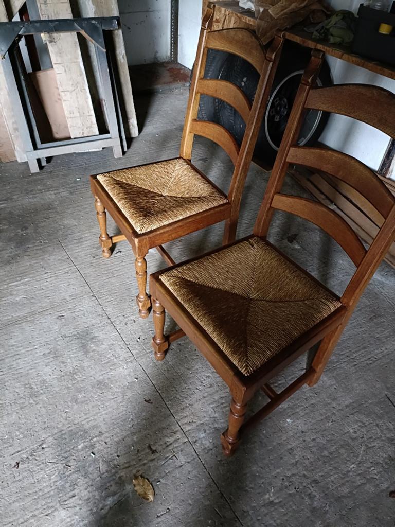 6 eiken stoelen met rieten zitting, Ophalen