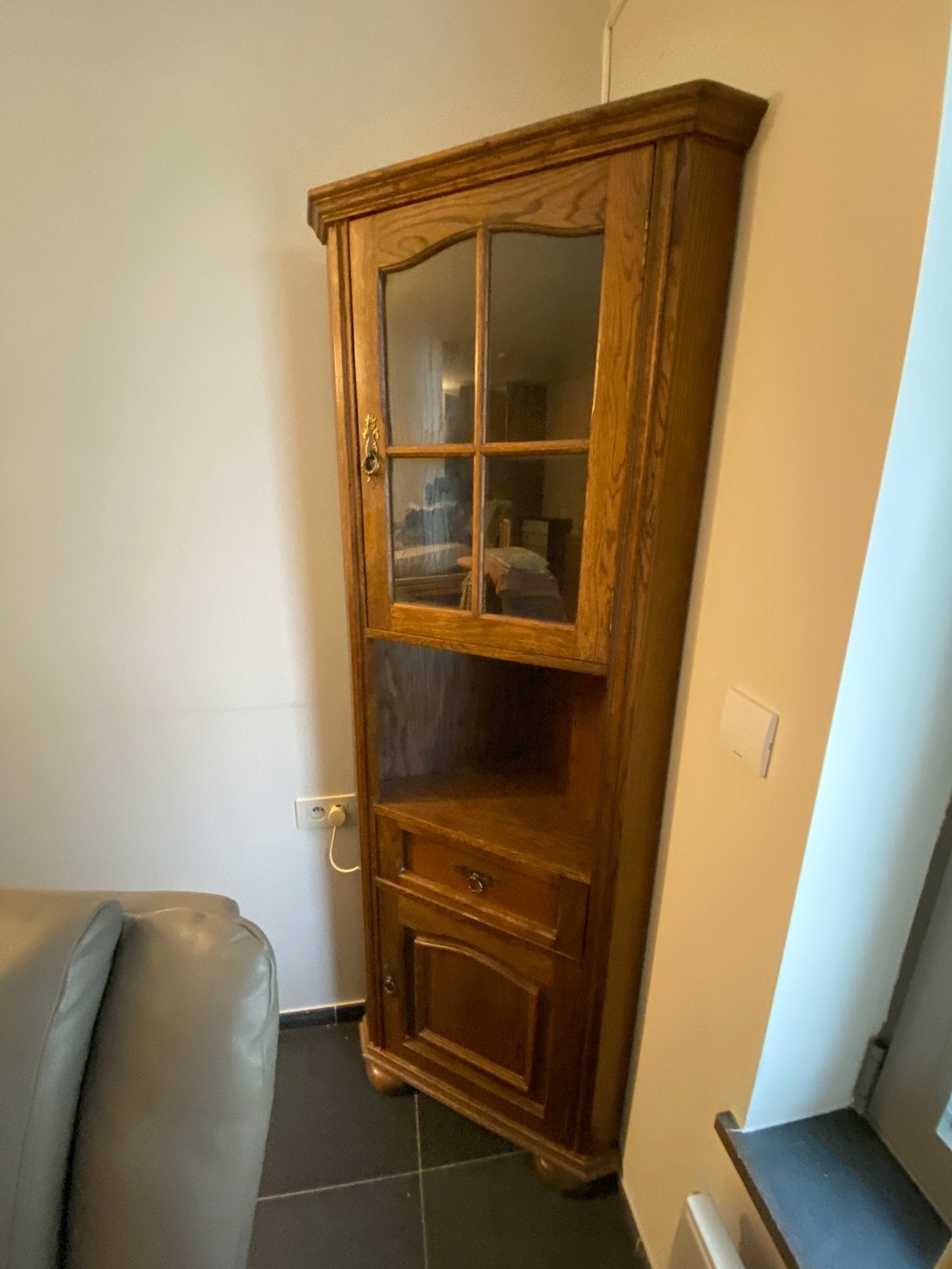 Vitrine hoekkast met 1 lade, Maison & Meubles, Armoires | Vitrines, Avec tiroir(s), 25 à 50 cm, Rustiek, Comme neuf