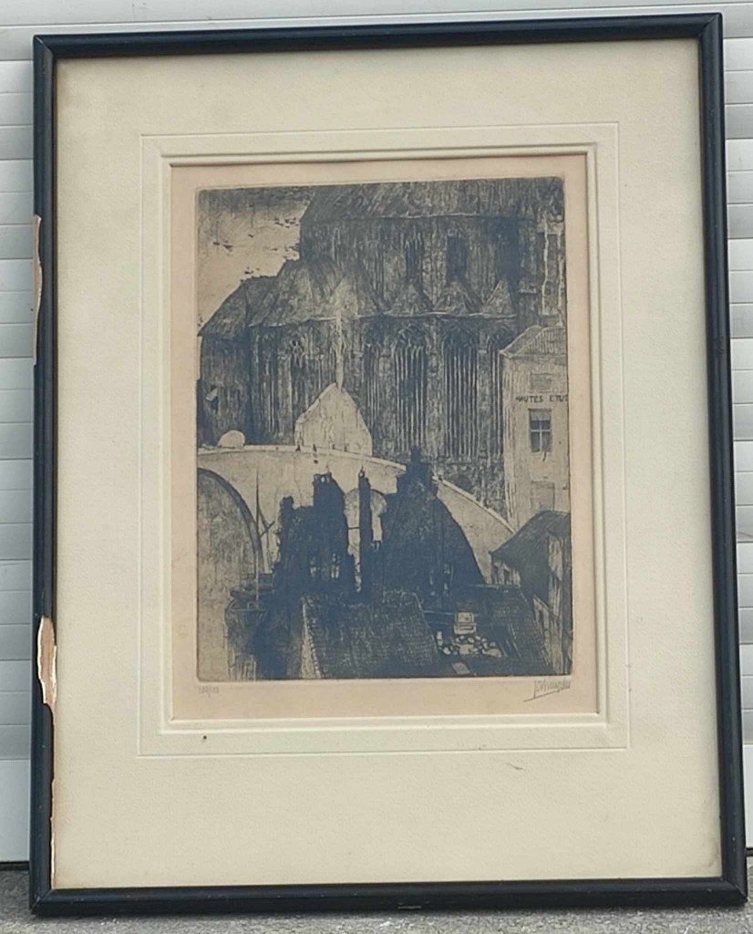 gravure signe jules de bruycker, Antiquités & Art, Enlèvement ou Envoi, Gravure
