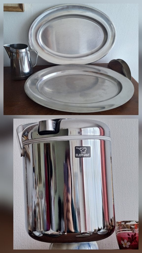 Lot Vintage stainlees steel ijsemmer Elifant  enz in 1 koop, Antiek en Kunst, Curiosa en Brocante, Verzenden