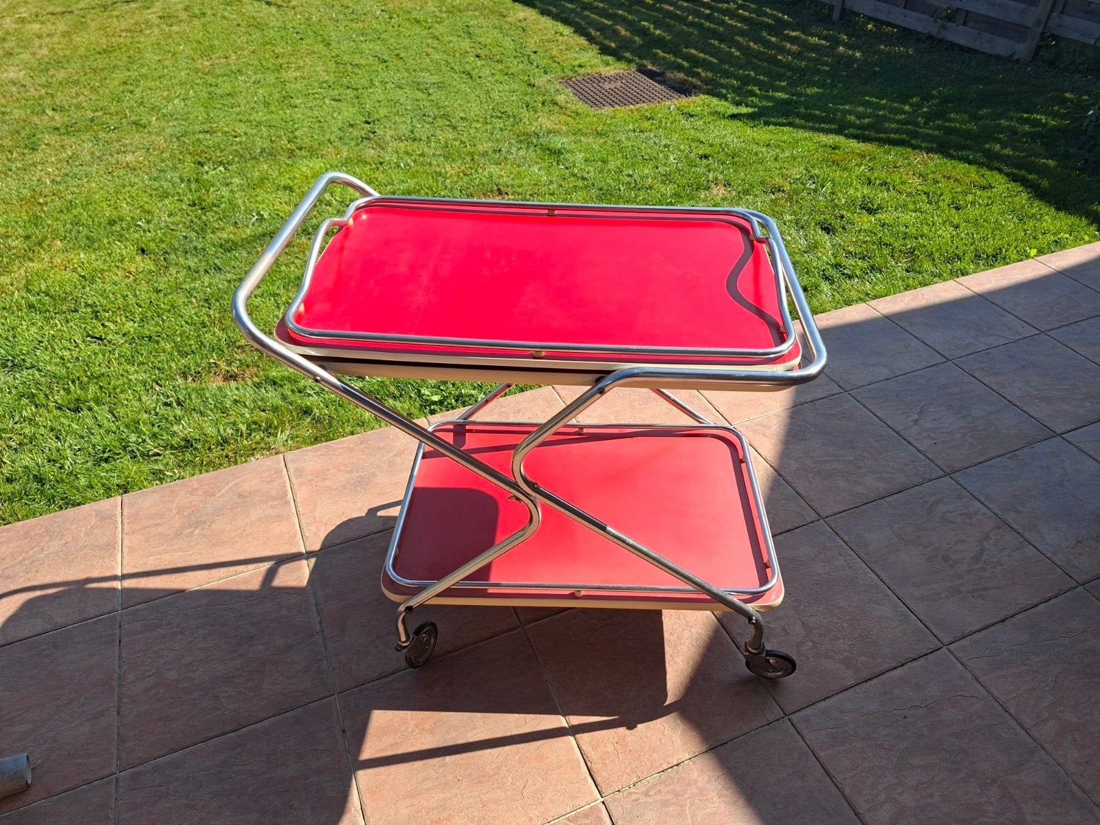 Désserte vintage Torck en formica rouge, Enlèvement, Utilisé, Rouge, Vintage