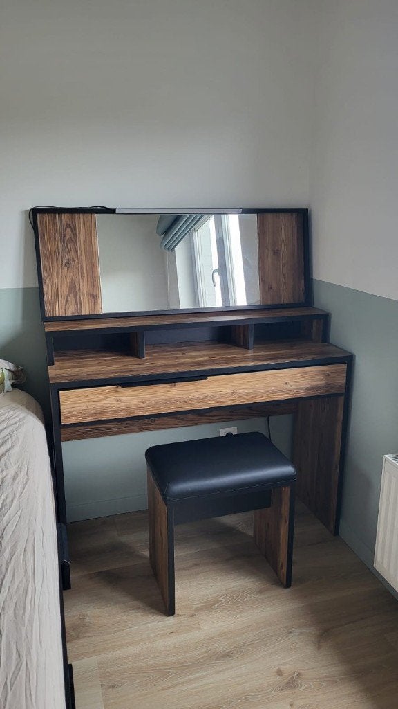 Kaptafel / Make-up tafel hout en zwart, 100 tot 150 cm, 100 tot 150 cm, Zo goed als nieuw, Hout