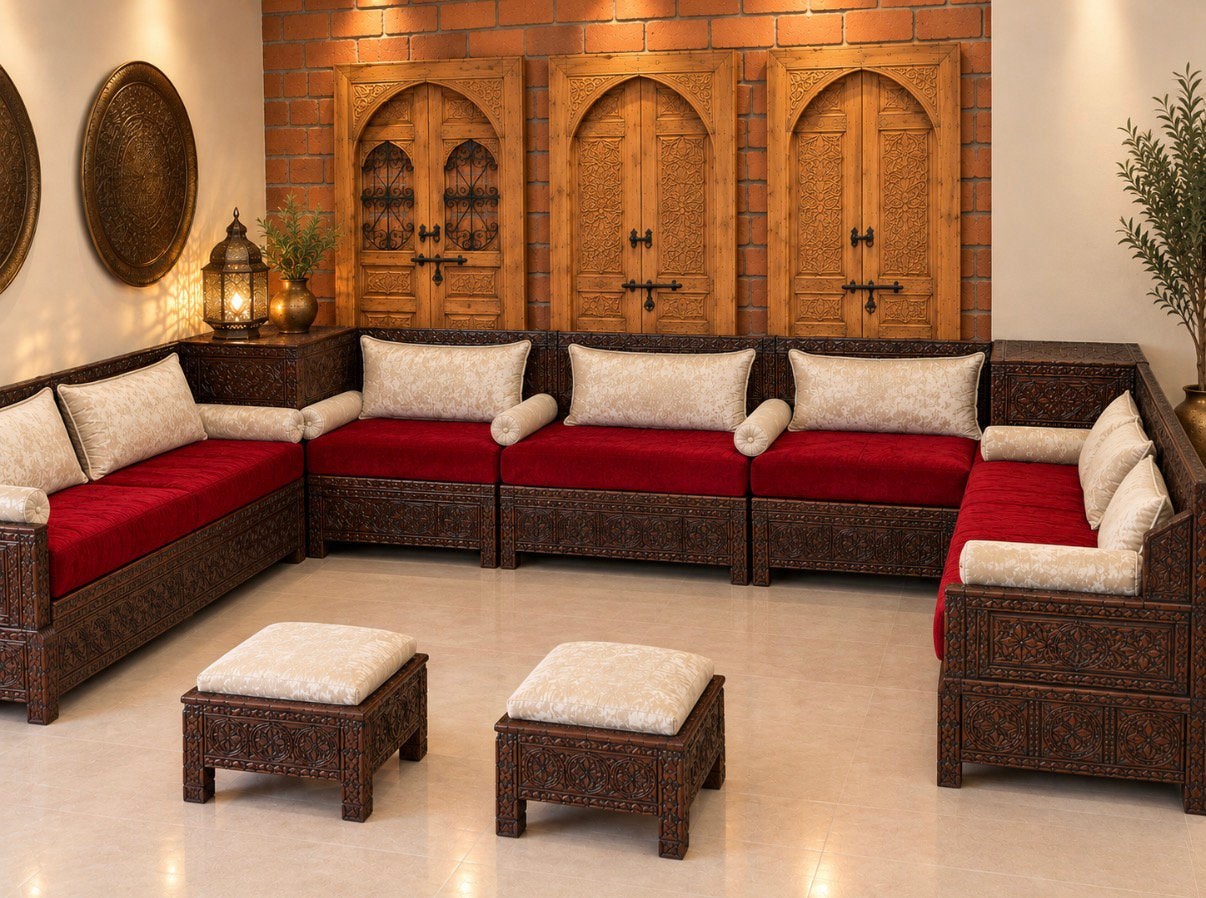 Rare ensemble de salon berbère marocain fait main, Maison & Meubles, Enlèvement, Comme neuf