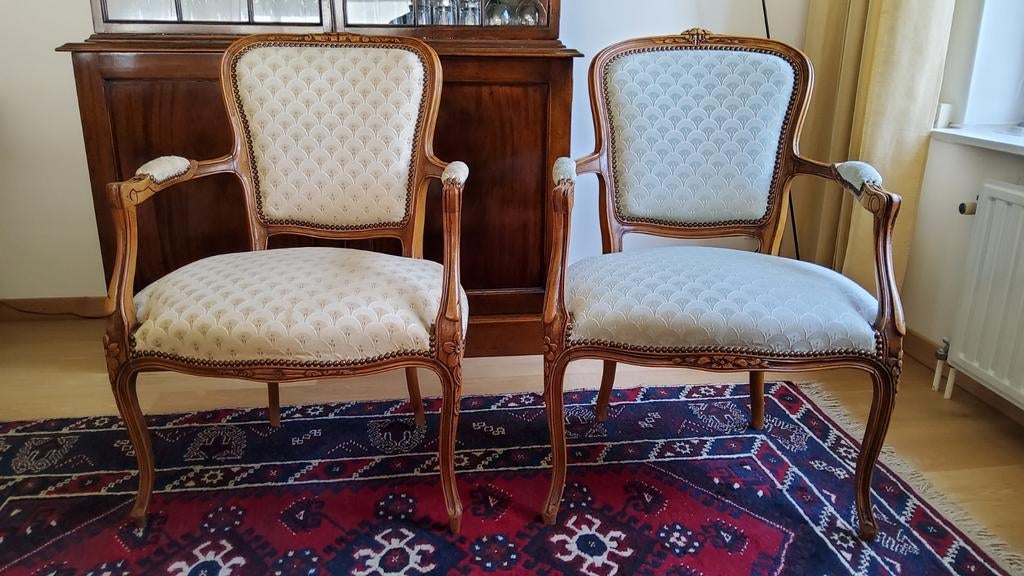 2 cabriolet zeteltjes Lodewijk XV, Huis en Inrichting, Fauteuils, Ophalen