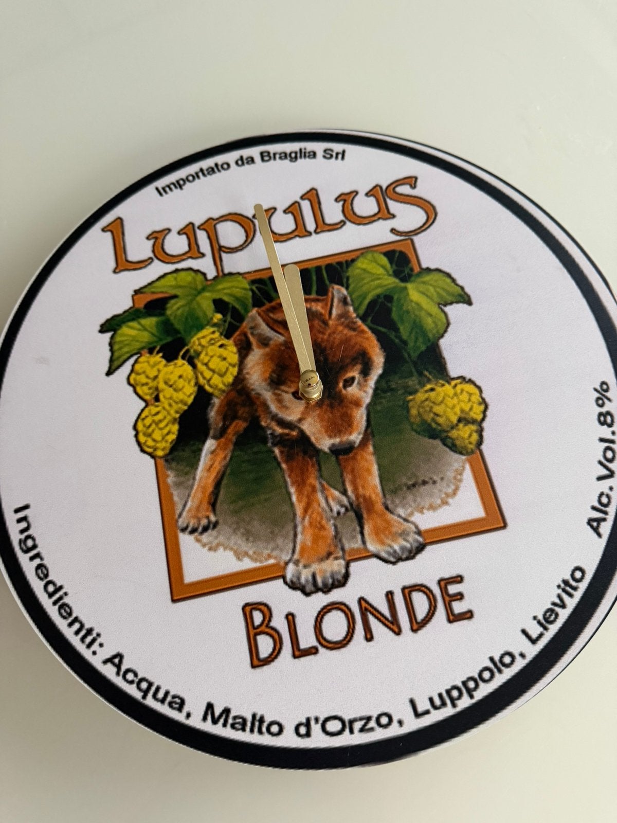 Grande horloge murale Lupulus blond mancave rétro vintage, Collections, Enlèvement ou Envoi, Neuf, Autres types, Autres marques