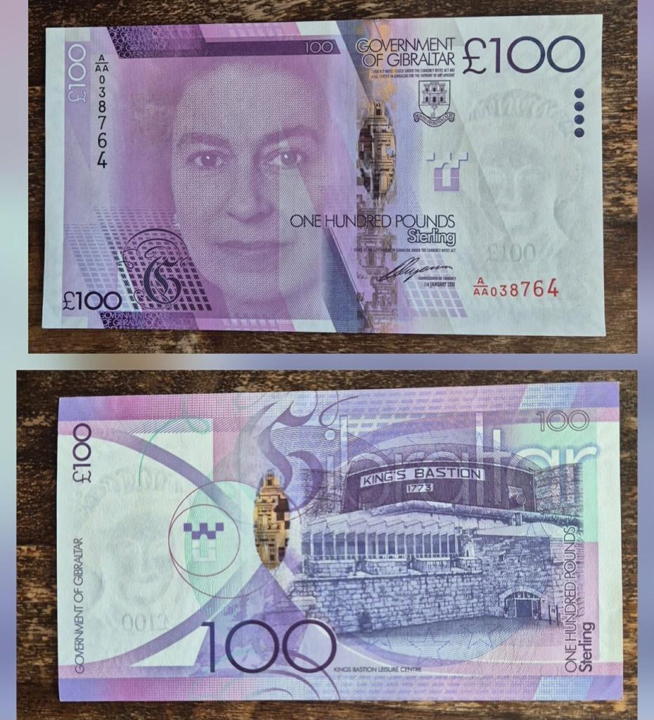 100 Pond 2011 pick39 Gibraltar UNC, Postzegels en Munten, Ophalen of Verzenden, Overige landen, Los biljet