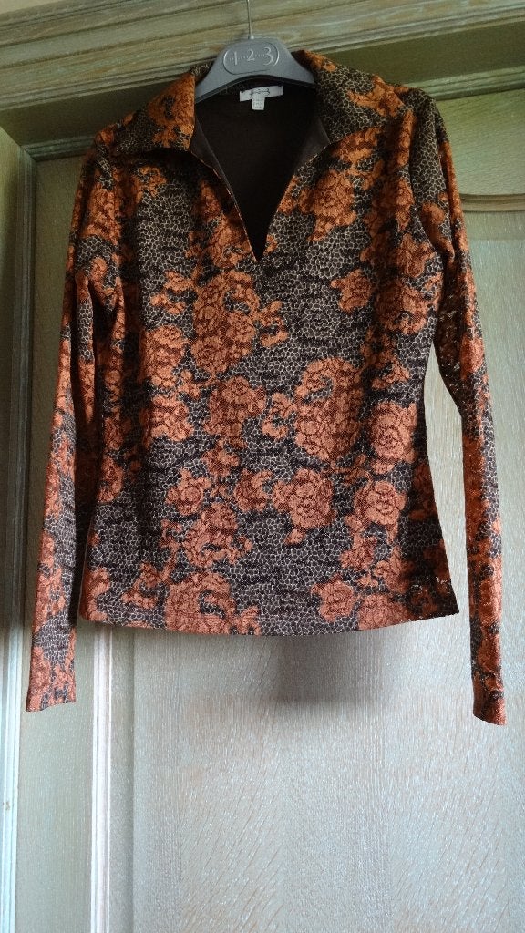 TOP LANGE MOUW IN KANT MERK 1 2 3, Kleding | Dames, Maat 38/40 (M), Bruin, Ophalen of Verzenden, Zo goed als nieuw