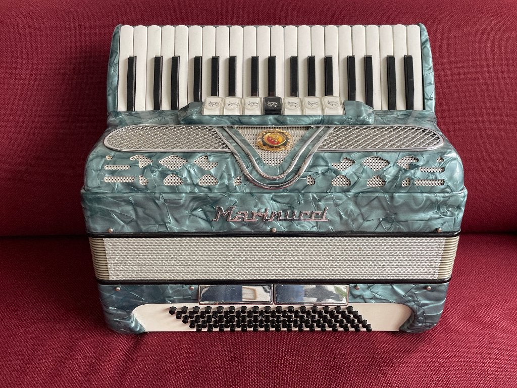 Mooie italiaanse Marinucci accordeon. 80 bas .3 korig .Top ., Muziek en Instrumenten, Gebruikt, 80-bas, Met koffer, Marinucci