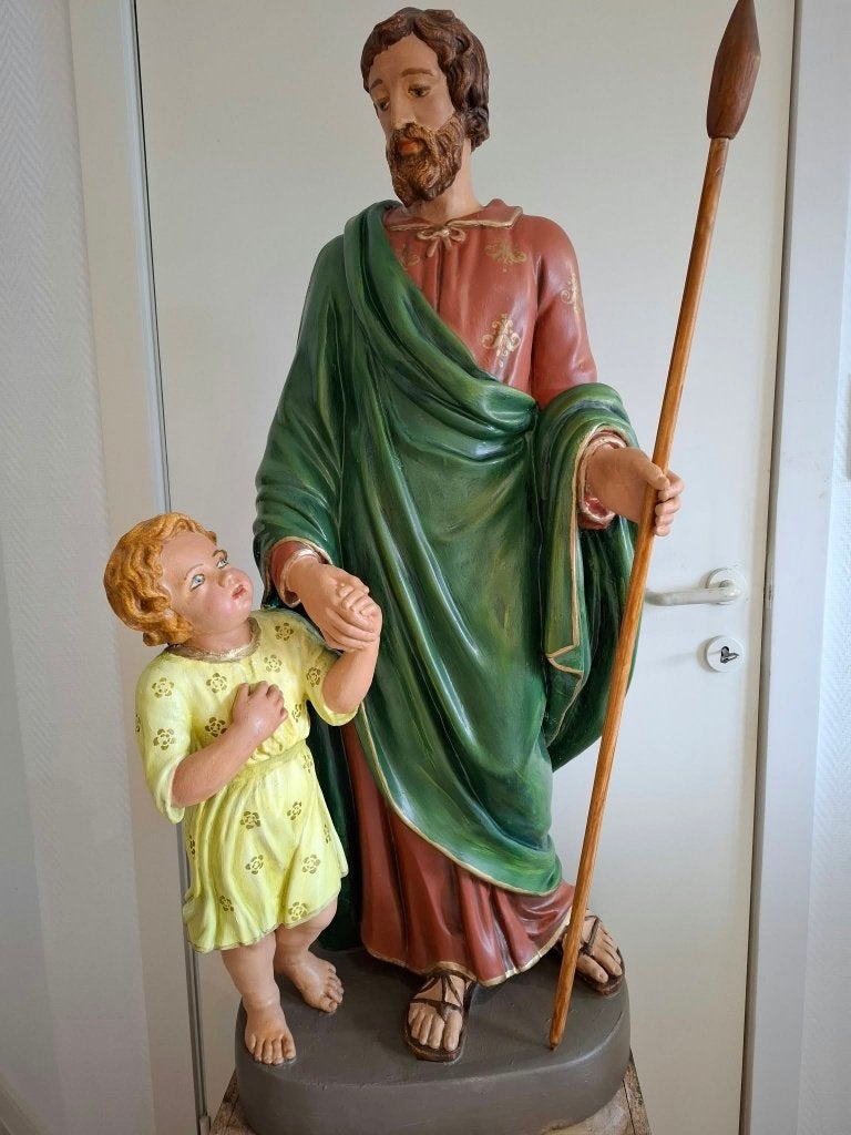 Heiligenbeeld Jozef met kind Jezus., Antiek en Kunst, Ophalen