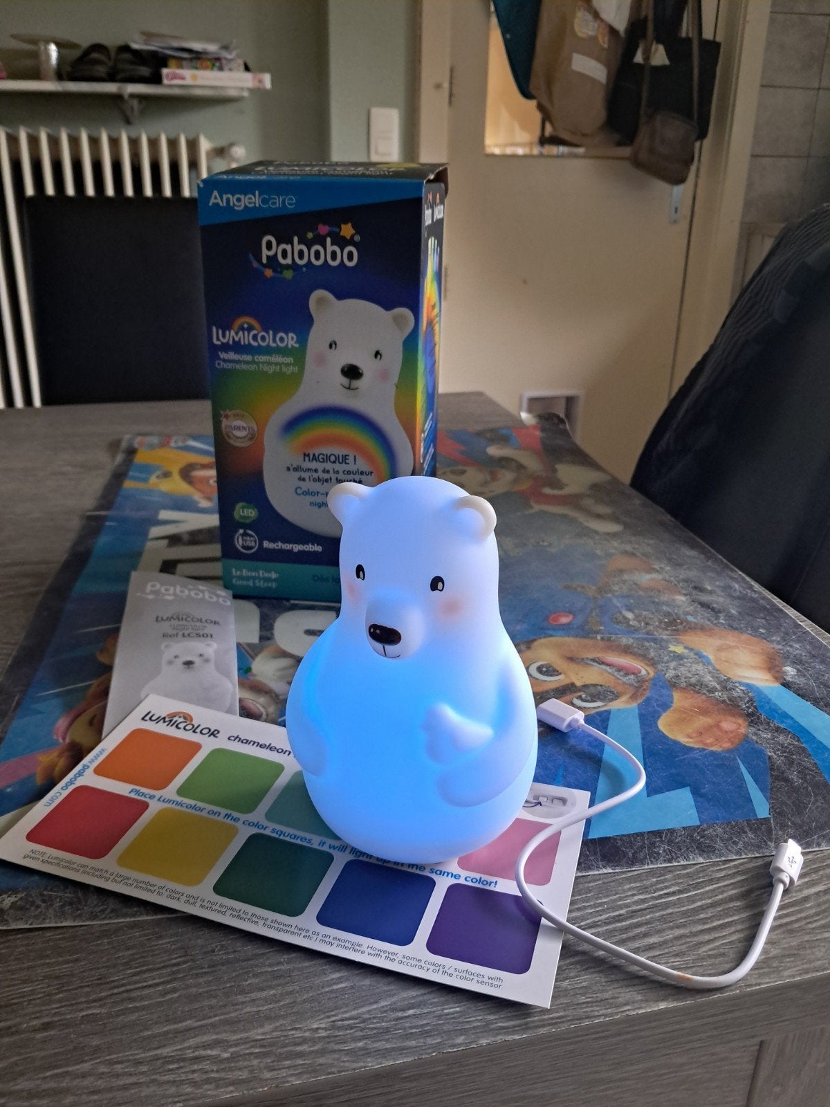 Pabobo Lumicolor Bear Nachtlampje – Kameleon Beer (Inclusief, Overige merken, Ophalen of Verzenden, Zo goed als nieuw, Wit