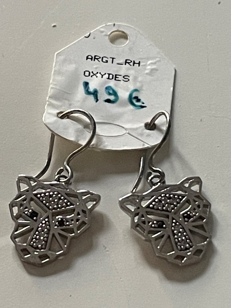 Paar oorbellen met luipaard, Ophalen, Zilver, Zilver