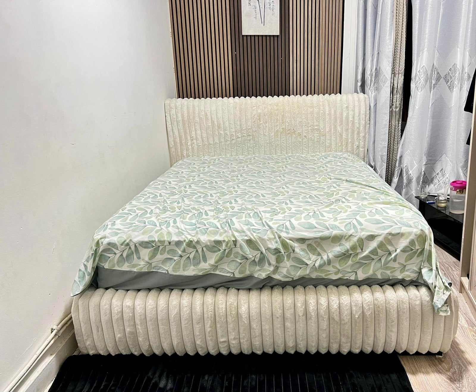 Luxe Crème/Wit Tweepersoonsbed – Modern Velvet Design, Ophalen, Zo goed als nieuw, Wit
