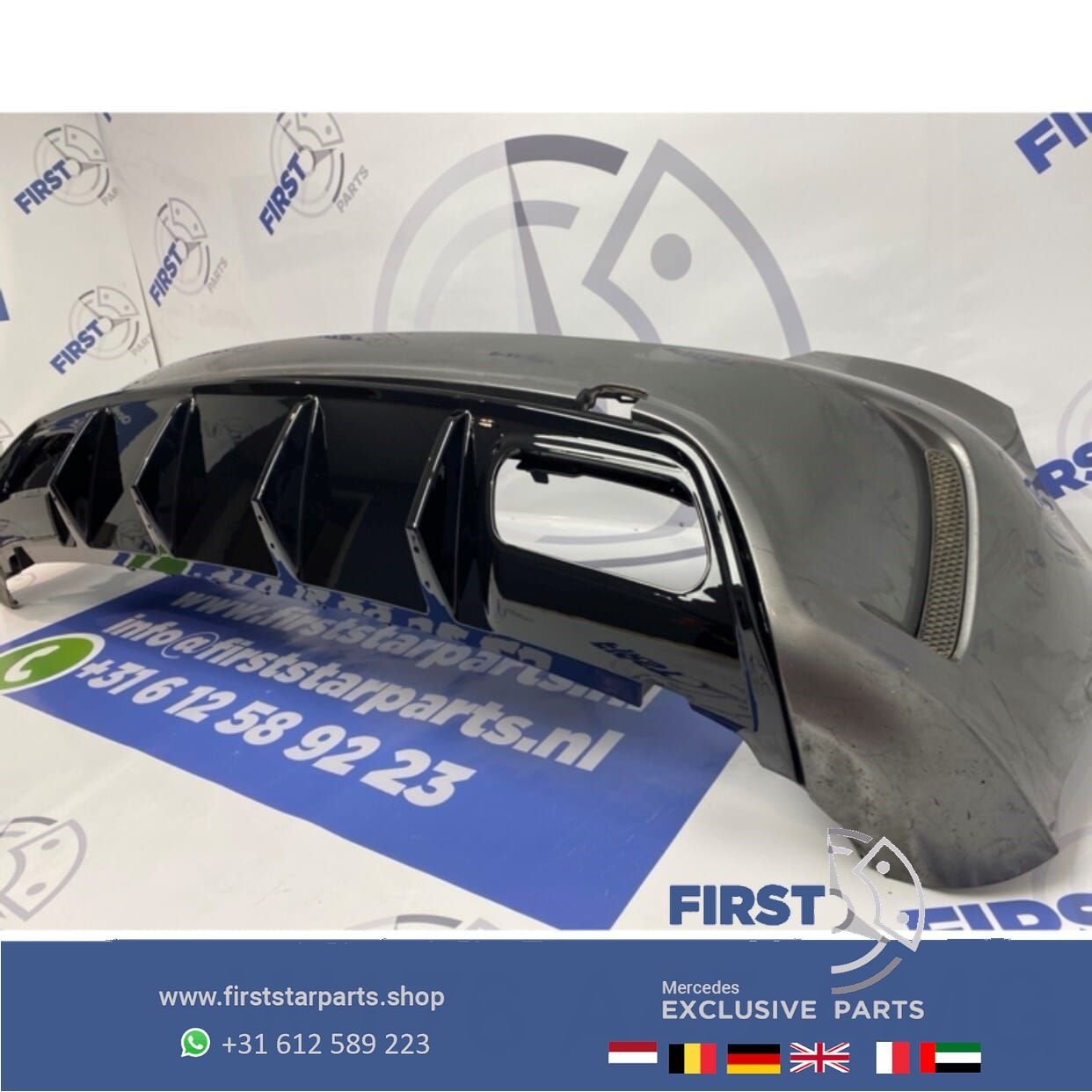 W176 A45 AMG Facelift ACHTERBUMPER + DIFFUSER 787 GRIJS orig, Auto-onderdelen, Gebruikt, -, Ophalen of Verzenden, Achter