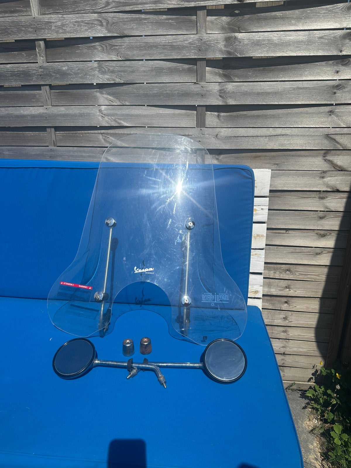 Vespa windscherm + spiegels + stuurgewichten, Fietsen en Brommers, Brommeronderdelen | Scooters, Ophalen, Gebruikt, Vespa
