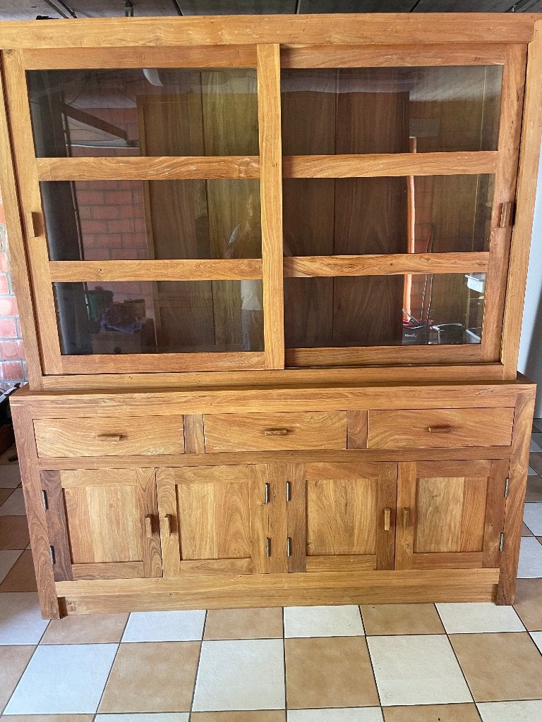 Teak vitrinekast, Ophalen, Zo goed als nieuw, Teakhout